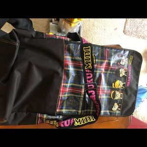 Book bag and hair band.